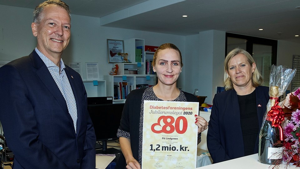 Diabetesforeningens 80 Års Jubilæumslegat Peer Steensbro Pil Lindgreen Tanja Thybo FOTO Claus Bjørn Larsen