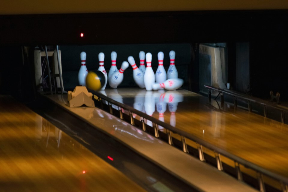 Bowling ball hitting strike
