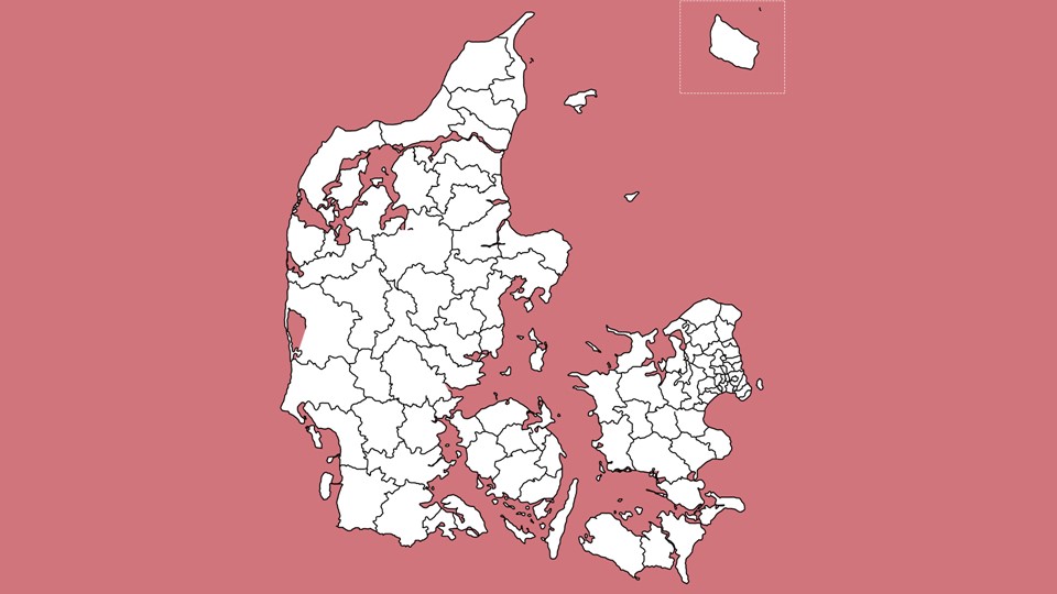 Danmarkskort med kommuner