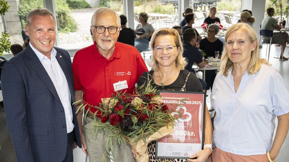 Diabetesforeningens adm. direktør, Claus Richter, Faxe-afdelingens formand Niels Christian Jørgensen, sygeplejerske Janie Parris og forskningschef fra Diabetesforeningen Tanja Thybo.