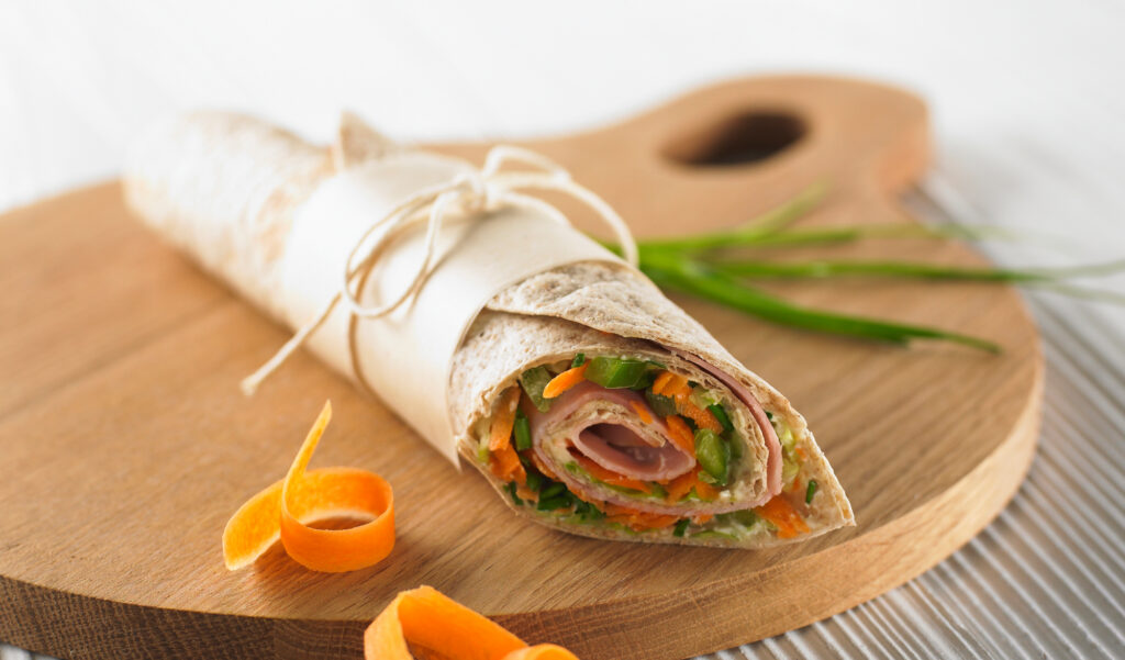 Skinketortilla med sennepscreme