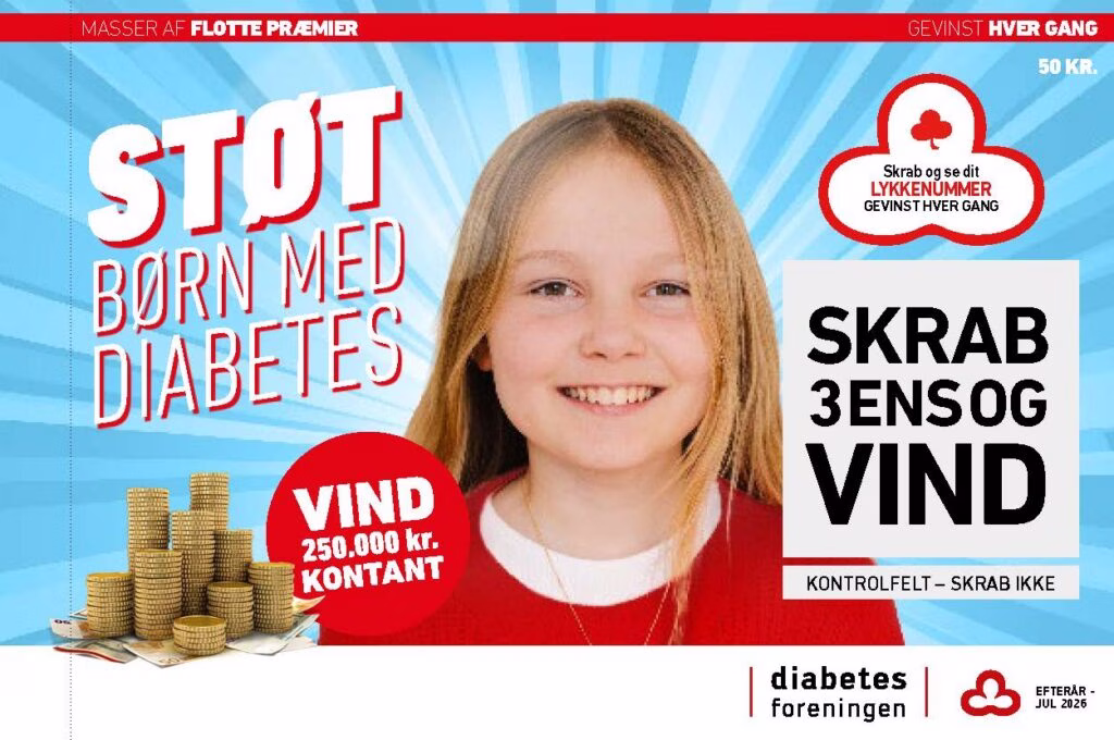 Skrabelod fra Diabetesforeningens efterårslotteri